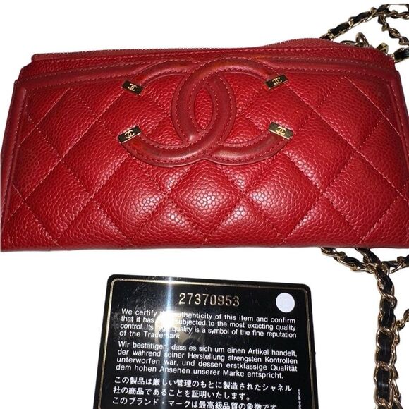 Chanel boys red leather long wallet pouch - Picture 7 of 16